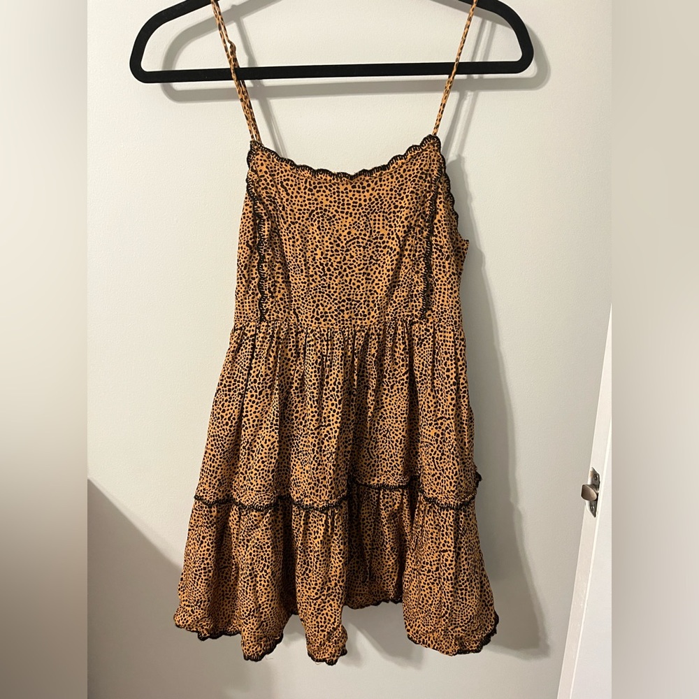 Small Urban Outfitters Tiered Sleeveless Animal Print Leopard Mini Dress